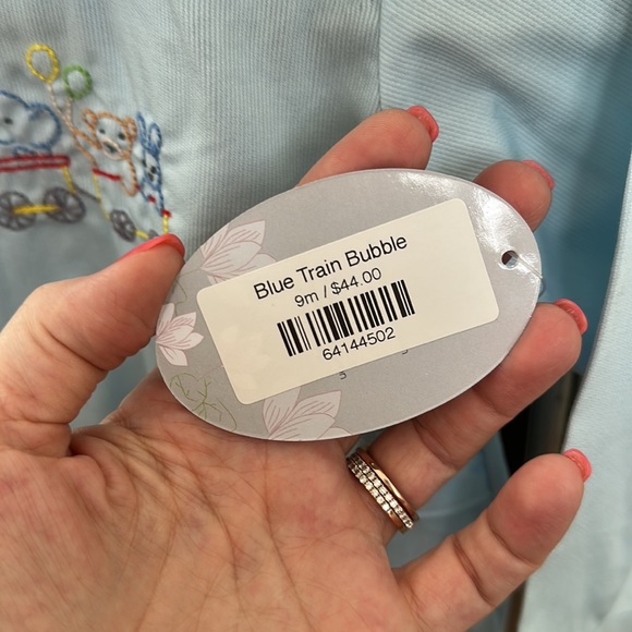 NWT Remember Nguyen Baby boy blue 9M embroidered train bubble - Picture 3 of 5